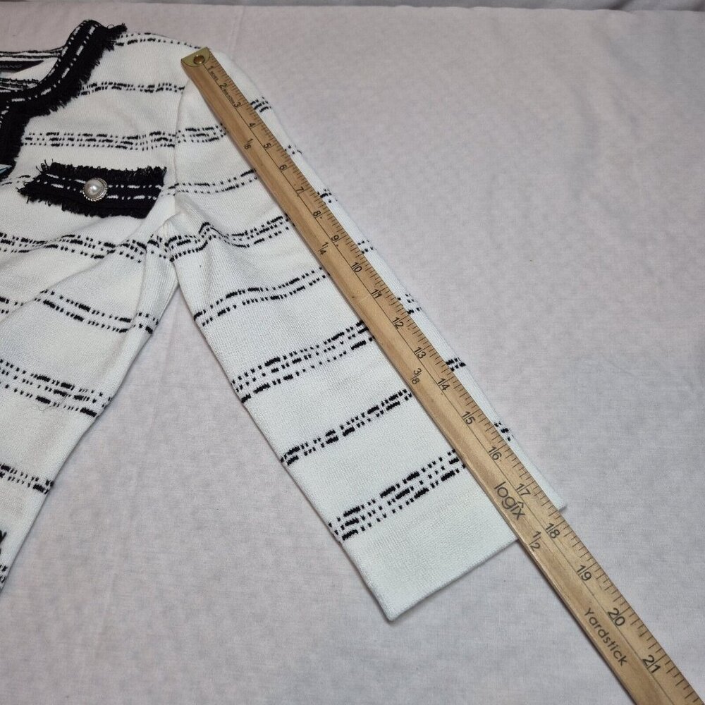 Ming Wang Women's Size XS Striped Blazer Jacket Black White ¾ Sleeve  (42) - Picture 7 of 15